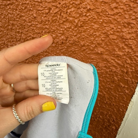 Women’s Speedo One Piece Swimsuit Blue Color Block Size 10 Swimming - Picture 2 of 6